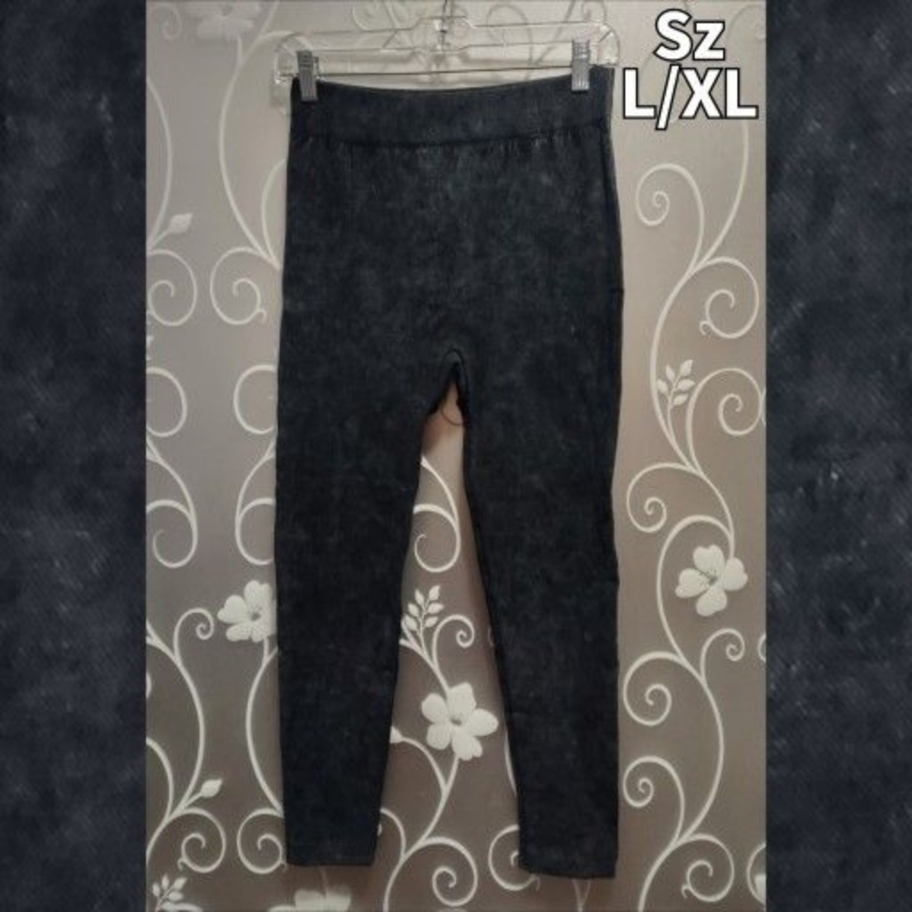WOMENS DARK DENIM STYLE LEGGING TIGHTS SIZE L/XL